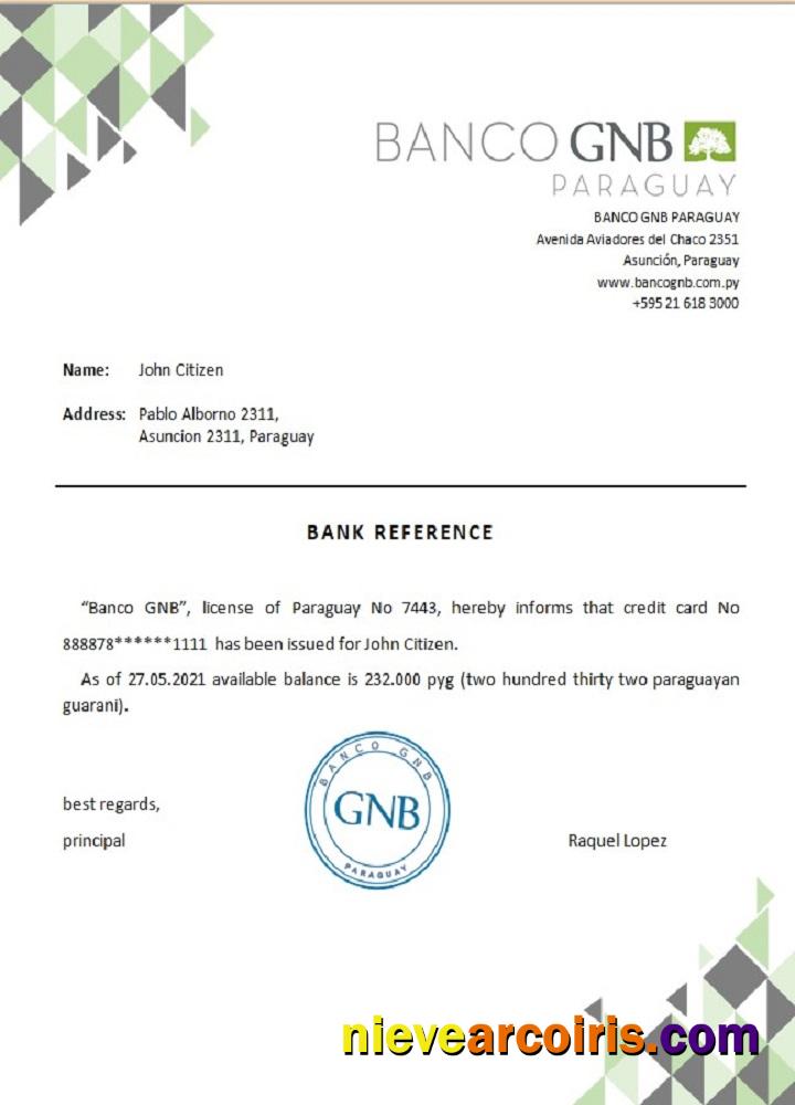 Paraguay Banco GNB reference